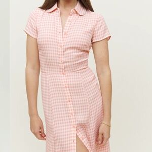 Reformation Pink Gingham Dress